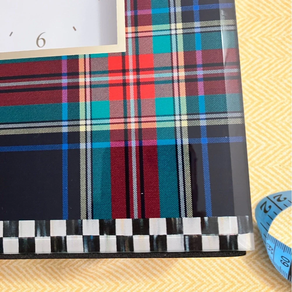 MacKenzie-Childs Tartan Carriage Clock in Red, Teal, Navy, and Black